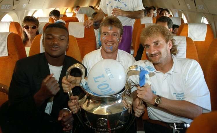 Rudi Voller - Didier Deschamps - Marcel Desailly (Marseille - 1993 UEFA Champions League Champions).jpg