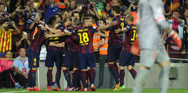 جشن قهرمانی بارسا|بارسلونا 3 - 1 اتلتیکو مادرید / قهرمانی بارسا در کوپا دل ری