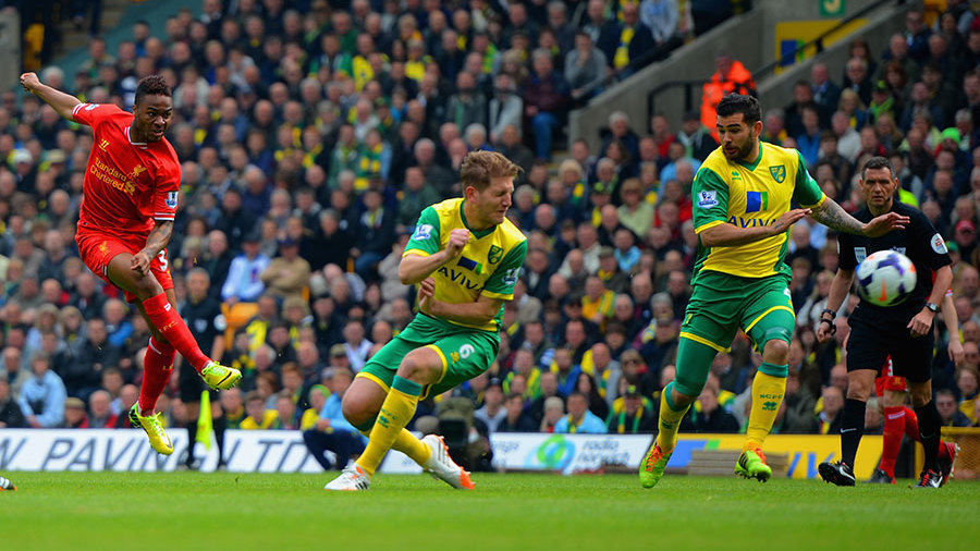 رحیم استرلینگ|لحظه پرواز رحیم استرلینگ و گلزنی مقابل نوریچ