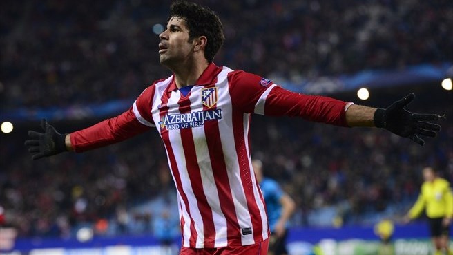 دیگو کاستا|شادمانی خاص دیگو کاستا پس از گلزنی در آخرین دیدار گروهی برابر پورتو. اتلتیکو این دیدار با نتیجه ی 2-0 به سود خود تمام کرد.