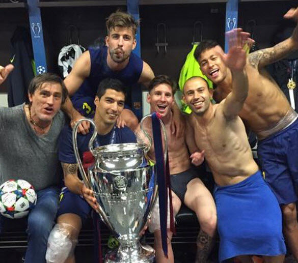 شادی بازیکنان بارسا|یوونتوس 1 - 3 بارسلونا / فینال لیگ قهرمانان