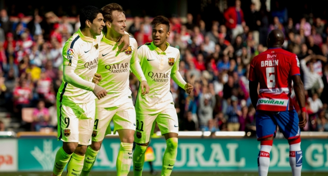 شادی بازیکنان بارسا|گرانادا 1 - 3 بارسلونا / لالیگا