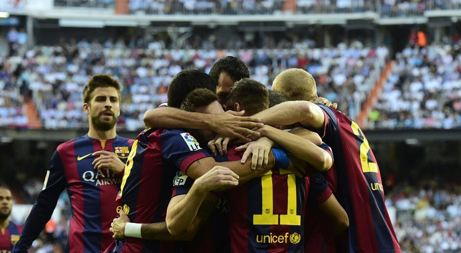 شادمانی بازیکنان بارسا|رئال مادرید 3 - 1 بارسلونا / لالیگا