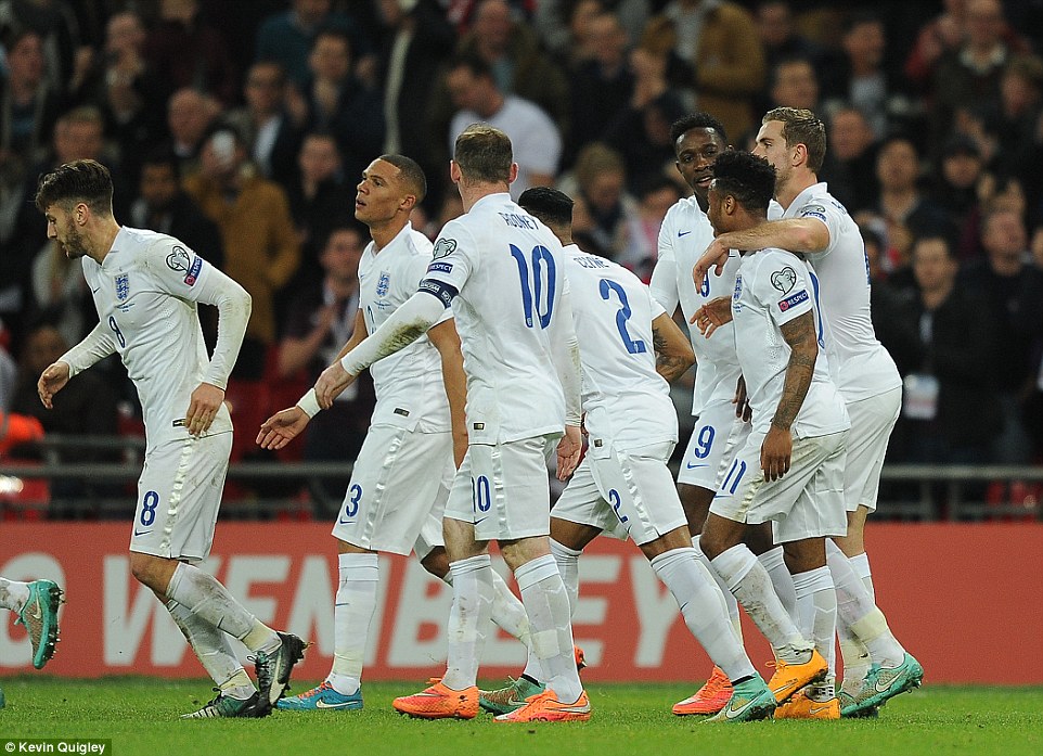 شادی بازیکنان انگلستان|انگلستان 3 - 1 اسلوونی / مقدماتی جام ملت های اروپا