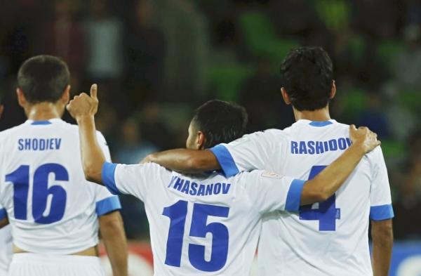 شادمانی بازیکنان ازبکستان|ازبکستان 3 - 1 عربستان / جام ملت های آسیا 2015