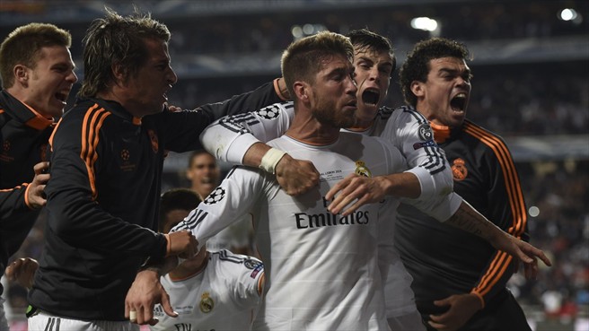 سرخیو راموس|سرخیو راموس پس از به ثمر رساندن گل تساوی بخش تیمش در فینال برابر اتلتیکو مادرید.