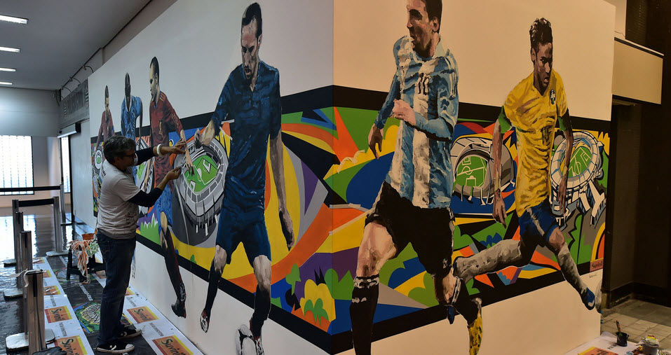 لیونل مسی|طرح زیبایی از لیونل مسی ستاره تیم ملی آرژانتین روی دوار کشیده شده بود