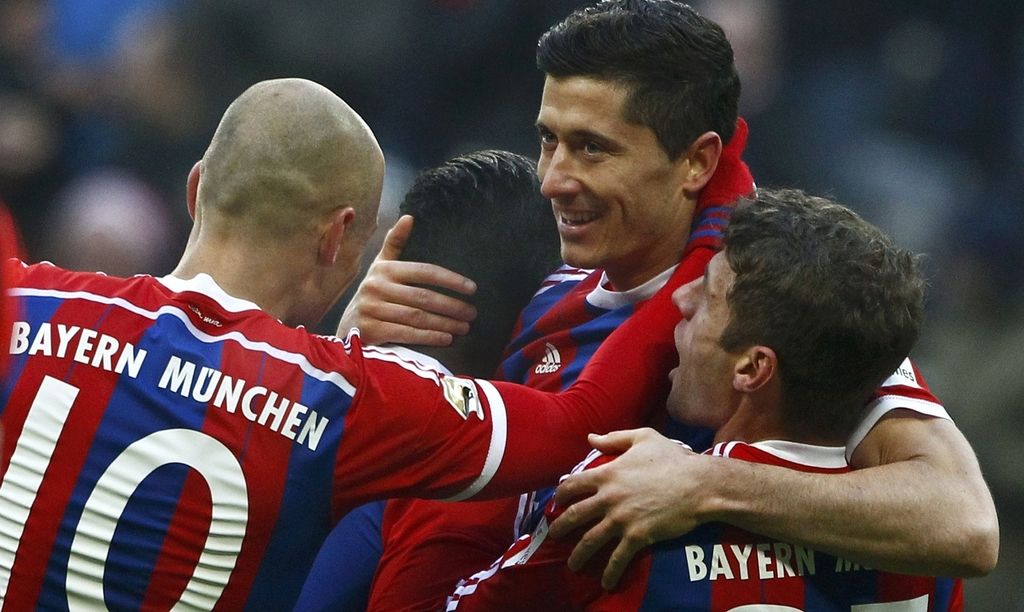 شادی بازیکنان بایرن|بایرن مونیخ 8 - 0 هامبورگ / بوندسلیگا