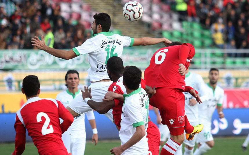 تقابل بازیکنان روی هوا|ذوب آهن اصفهان 1 - 0 پرسپولیس تهران / لیگ خلیج فارس