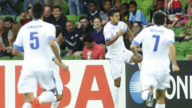 شادمانی بازیکنان ازبکستان|ازبکستان 3 - 1 عربستان / جام ملت های آسیا 2015