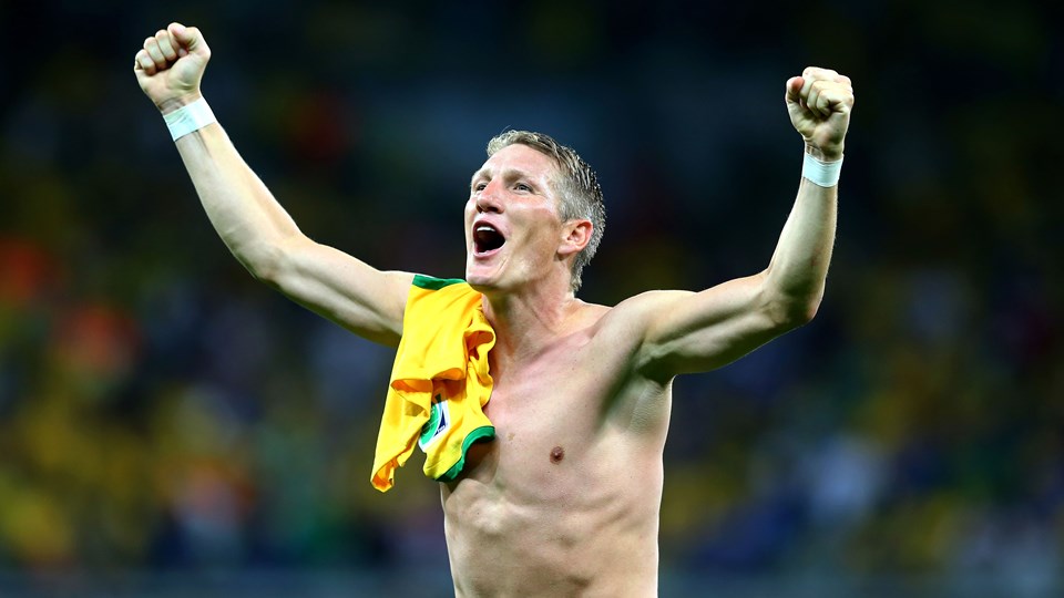 باشتین شوانشتایگر|خوشحالی باشتین شوانشتایگر ، بازیکن آلمان بعد از اتمام بازی مقابل برزیل.