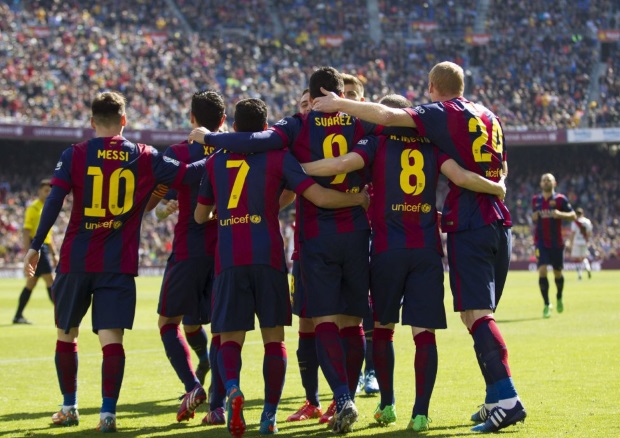 شادی بازیکنان بارسا|بارسلونا 6 - 1 رایو والکانو / لالیگا