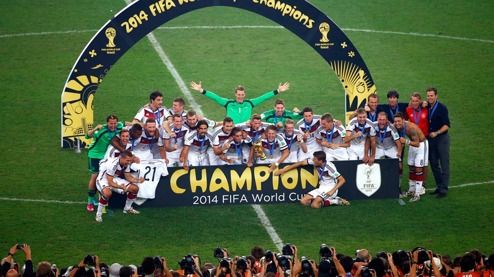 آلمان|جشن بازیکنان آلمان بعد از قهرمانی در جام جهانی 2014.