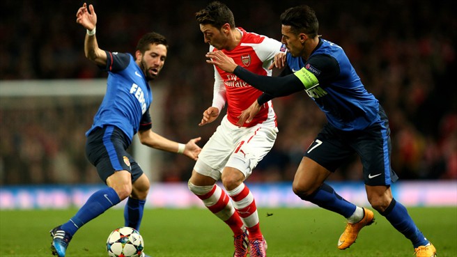 مسوت اوزیل|آرسنال 1 - 3 موناکو / لیگ قهرمانان