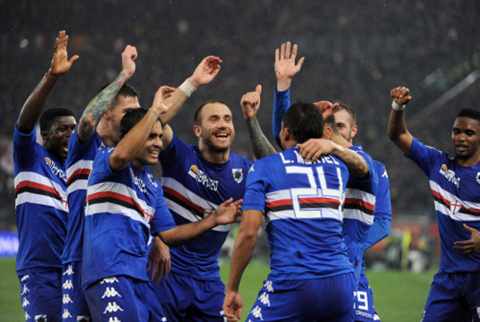 شادی بازیکنان سمپدوریا|رم 0 - 2 سامپدوریا / سری آ