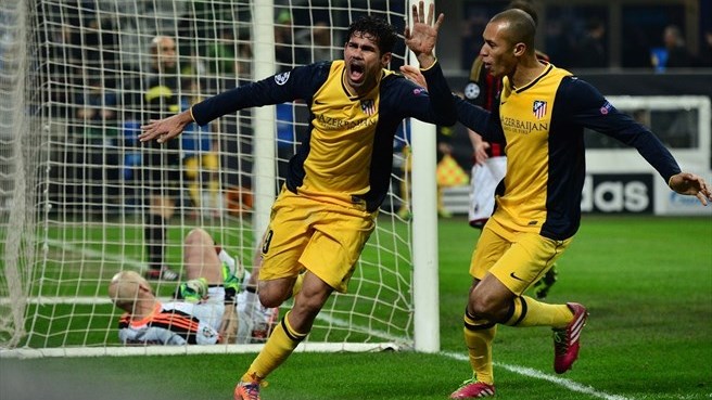 مصاف های اتلتیکو تا فینال لیگ قهرمانان اروپا|یک هشتم نهایی، دیدار رفت: آث میلان 0 - اتلتیکو مادرید 1