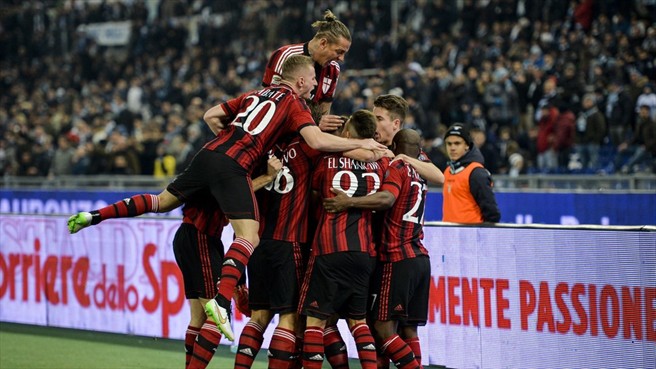 شادی بازیکنان میلان|لاتزیو 3 - 1 میلان / سری آ