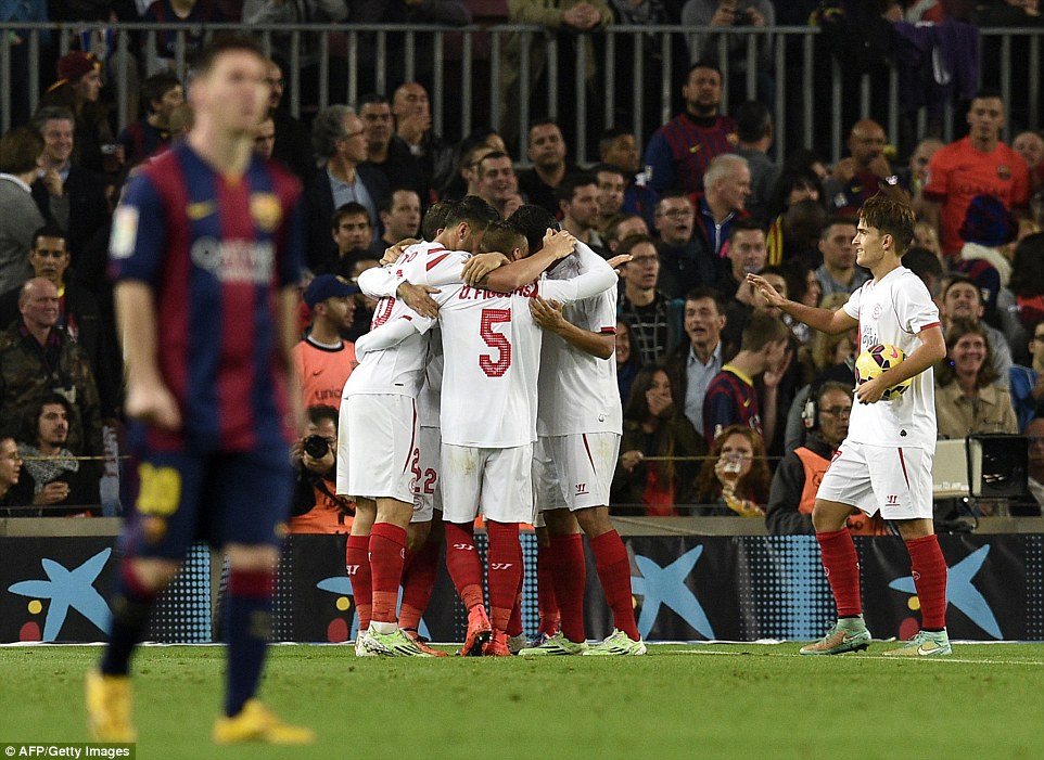 شادی بازیکنان سه ویا|بارسلونا 5 - 1 سه ویا / لالیگا