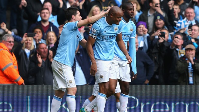 وینسنت کمپانی|جشن بازیکنان سیتی بعد از زدن گل دوم