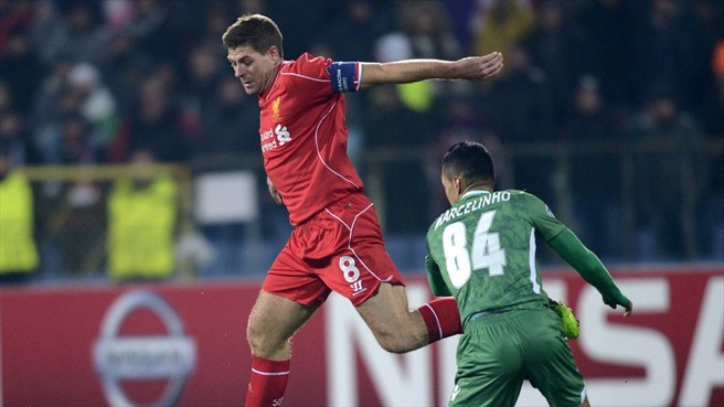 استیون جرارد|لادوگورتس 2 - 2 لیورپول / لیگ قهرمانان