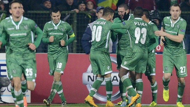 شادی بازیکنان لادوگورتس|لادوگورتس 2 - 2 لیورپول / لیگ قهرمانان