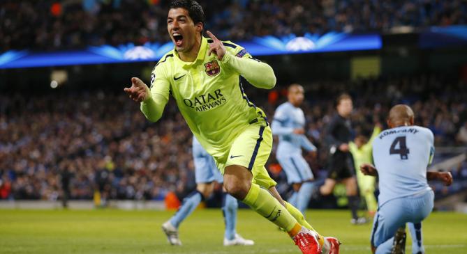 لوئیس سوارز|منچستر سیتی 1 - 2 بارسلونا / لیگ قهرمانان