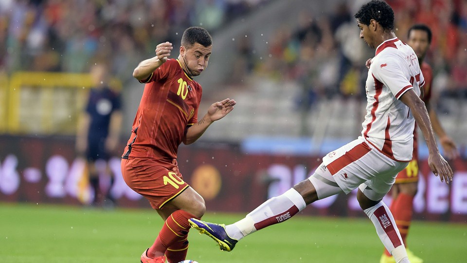 ادن هازِرد|عکس العمل هازارد در جریان بازی مقابل تونس.