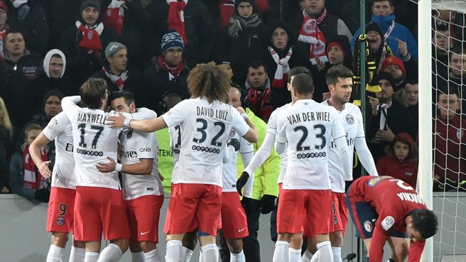 شادی بازیکنان پی اس جی|ليل 1 - 1 پاریس سن ژرمن / لوشامپیونه