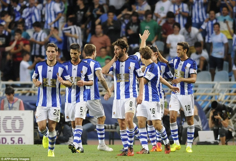 شادمانی بازیکنان سوسیداد|رئال سوسیداد 4-2 رئال مادرید / لالیگا