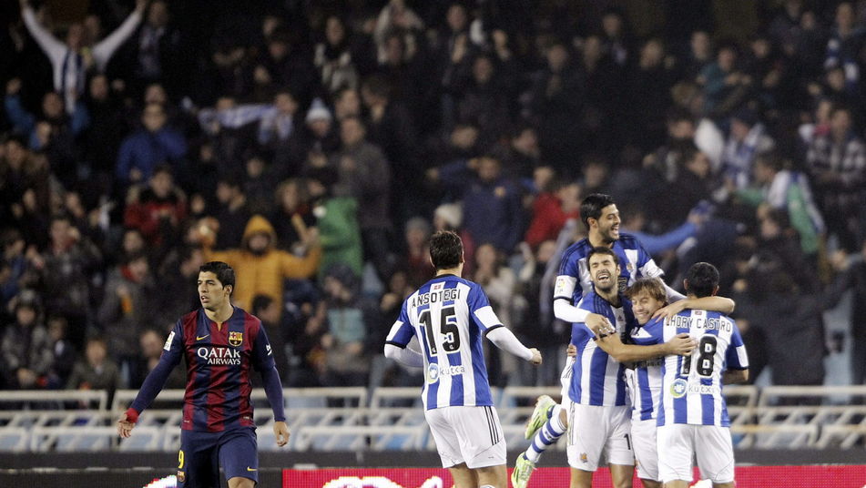 شادی بازیکنان سوسیداد|رئال سوسیداد 1 - 0 بارسلونا / لالیگا