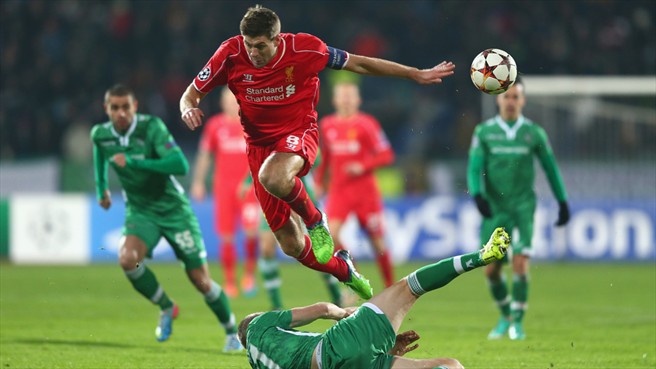 استیون جرارد|لادوگورتس 2 - 2 لیورپول / لیگ قهرمانان