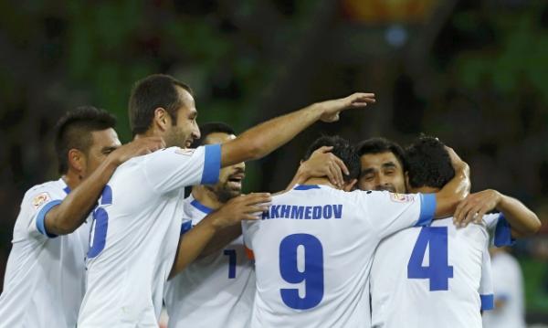 شادمانی بازیکنان ازبکستان|ازبکستان 3 - 1 عربستان / جام ملت های آسیا 2015