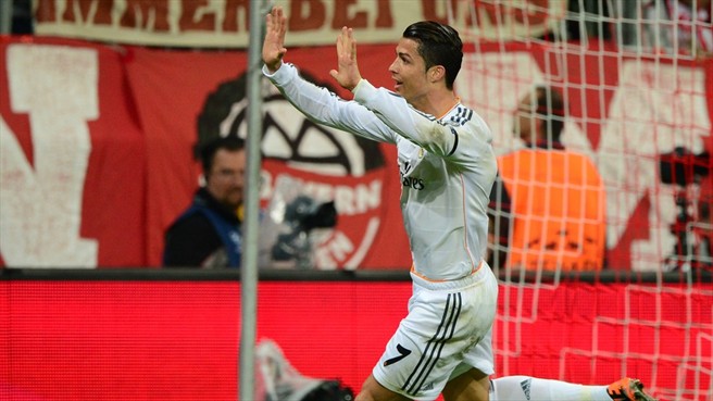 کریستیانو رونالدو|رونالدو روکورد 15 گل زده در لیگ قهرمانان اروپا را با گلزنی برابر بایرن می شکند.