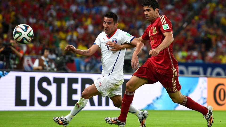 دیگو دا سیلوا کوستا|اسپانیا 0 –2 شیلی / مرحله گروهی جام جهانی