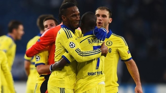 شادی بازیکنان چلسی|شالکه 0 - 5 چلسی / لیگ قهرمانان