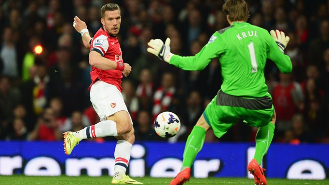 لوكاس پودولوسكي|تک به تک لوکاس پودولسکی با دروازه بان نیو کاسل