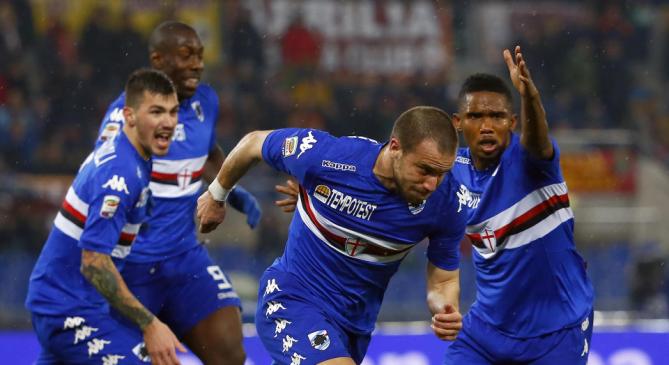 شادی بازیکنان سمپدوریا|رم 0 - 2 سامپدوریا / سری آ