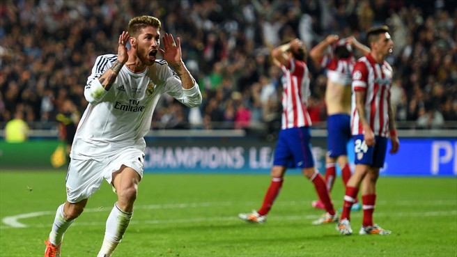 سرخیو راموس|سرخیو راموس پس از به ثمر رساندن گل تساوی بخش تیمش در فینال برابر اتلتیکو مادرید.