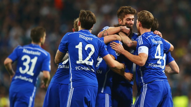 شادی بازیکنان شالکه|رئال مادرید 3 - 4 شالکه / لیگ قهرمانان