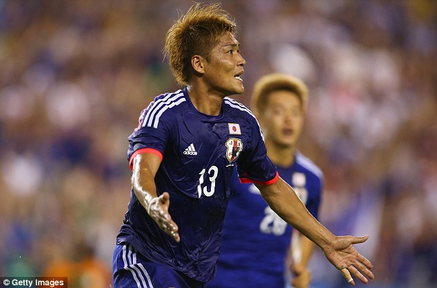 يوشيتو اوكوبو|شادمانی یوشیتو اوکابو بعد از گلزنی مقابل زامبیا.