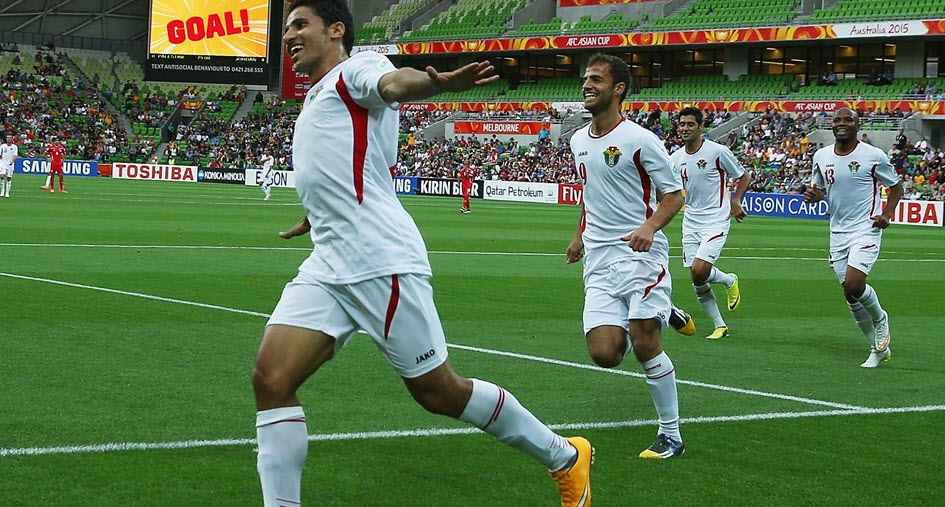 شادی بازیکنان اردن|فلسطین 1 - 5 اردن / جام ملت های آسیا 2015