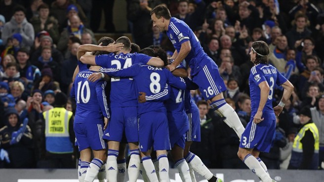 خوشحالی بازیکنان چلسی بعد از گلزنی دیگو کاستا|چلسی 2 - 0 هال سیتی / لیگ جزیره