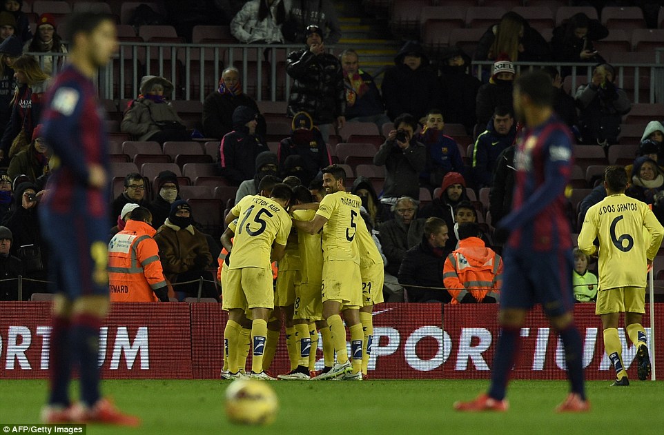 شادی بازیکنان ویارئال|بارسلونا 3 - 2 ویارئال / لالیگا