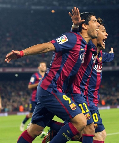 شادی مهاجمان بارسا|بارسلونا 3 - 1 اتلتیکو مادرید / لالیگا