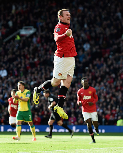 وین مارک رونی|خوشحالی وین رونی بعد از دومین گلش مقابل نوریچ