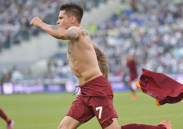 شادی بازیکن رم|لاتزیو 1 - 2 رم /  سری آ