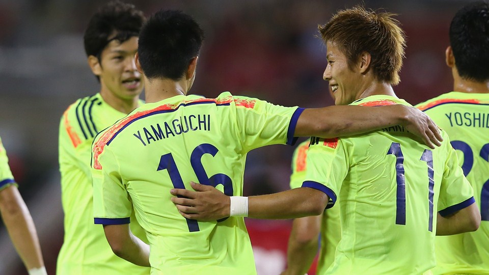 ژاپن|شادمانی بازیکنان ژاپن بعد از باز کردن دروازه کاستاریکا