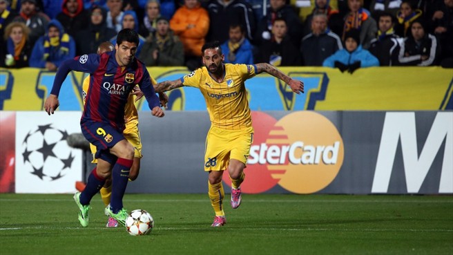 لوئیس سوارز|آپوئل 0 - 4 بارسلونا / لیگ قهرمانان