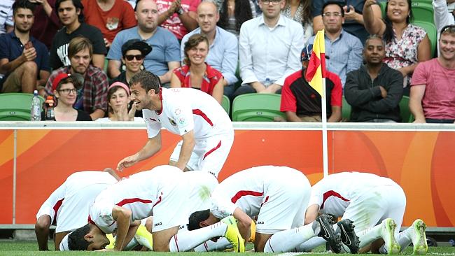 شادی بازیکنان اردن|فلسطین 1 - 5 اردن / جام ملت های آسیا 2015