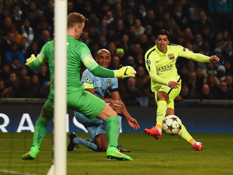 لوئیس سوارز|منچستر سیتی 1 - 2 بارسلونا / لیگ قهرمانان